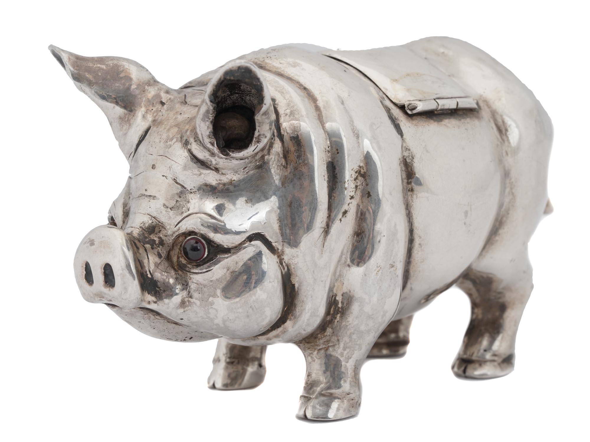 RUSSIAN 84 SILVER PIG FIGURAL SPICE CONTAINER PIC-1